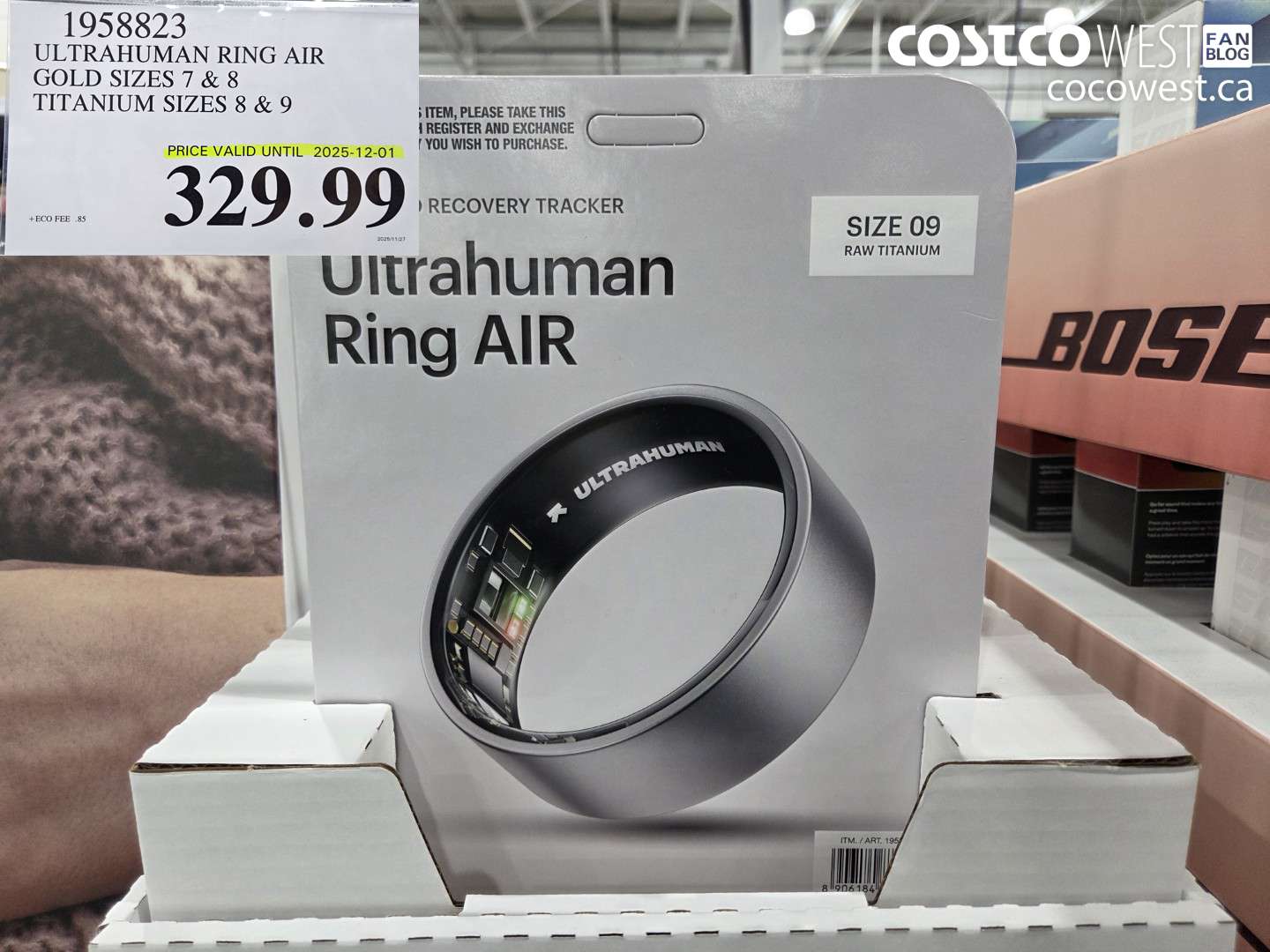 1958823 ULTRAHUMAN RING AIR RAW TITANIUM SIZE 9 (EXPIRES ON 2025-12-01) $329.99