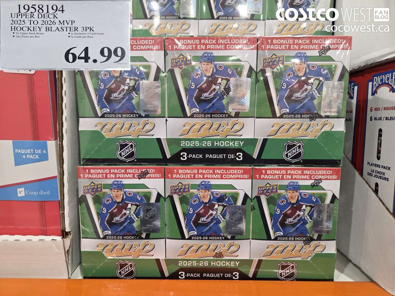 1958194 UPPER DECK 2025 TO 2026 MVP HOCKEY BLASTER 3PK $64.99