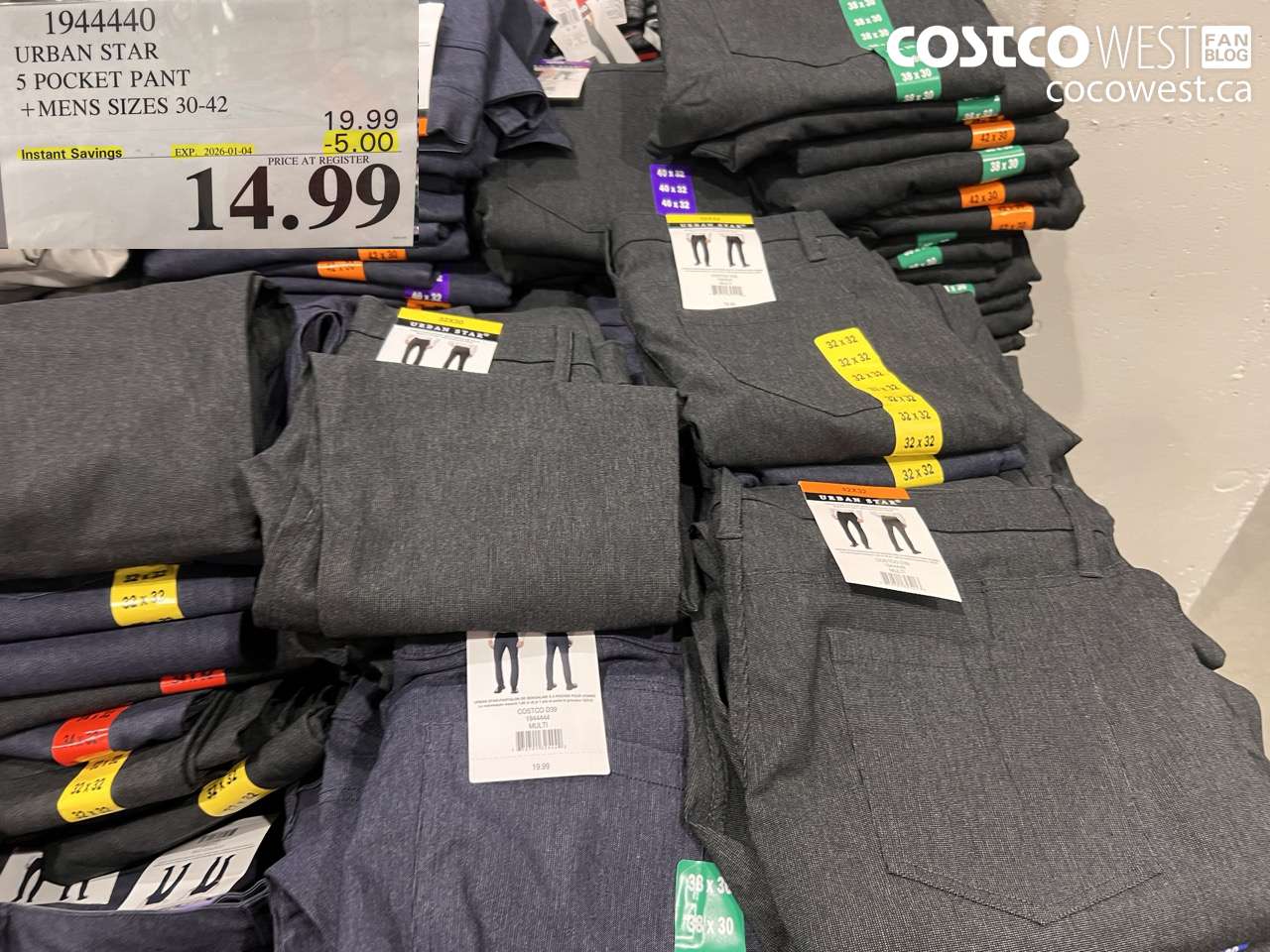 1944440 URBAN STAR 5 POCKET PANT MENS SIZES 30-42 ($5.00 INSTANT SAVINGS EXPIRES ON 2026-01-04) $14.99