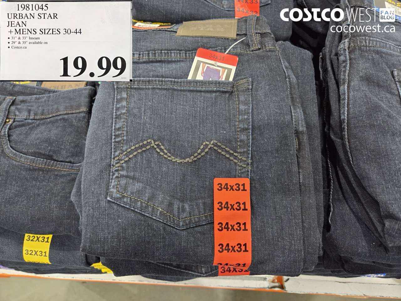 1981045 URBAN STAR JEAN MENS SIZES 30-44 $19.99