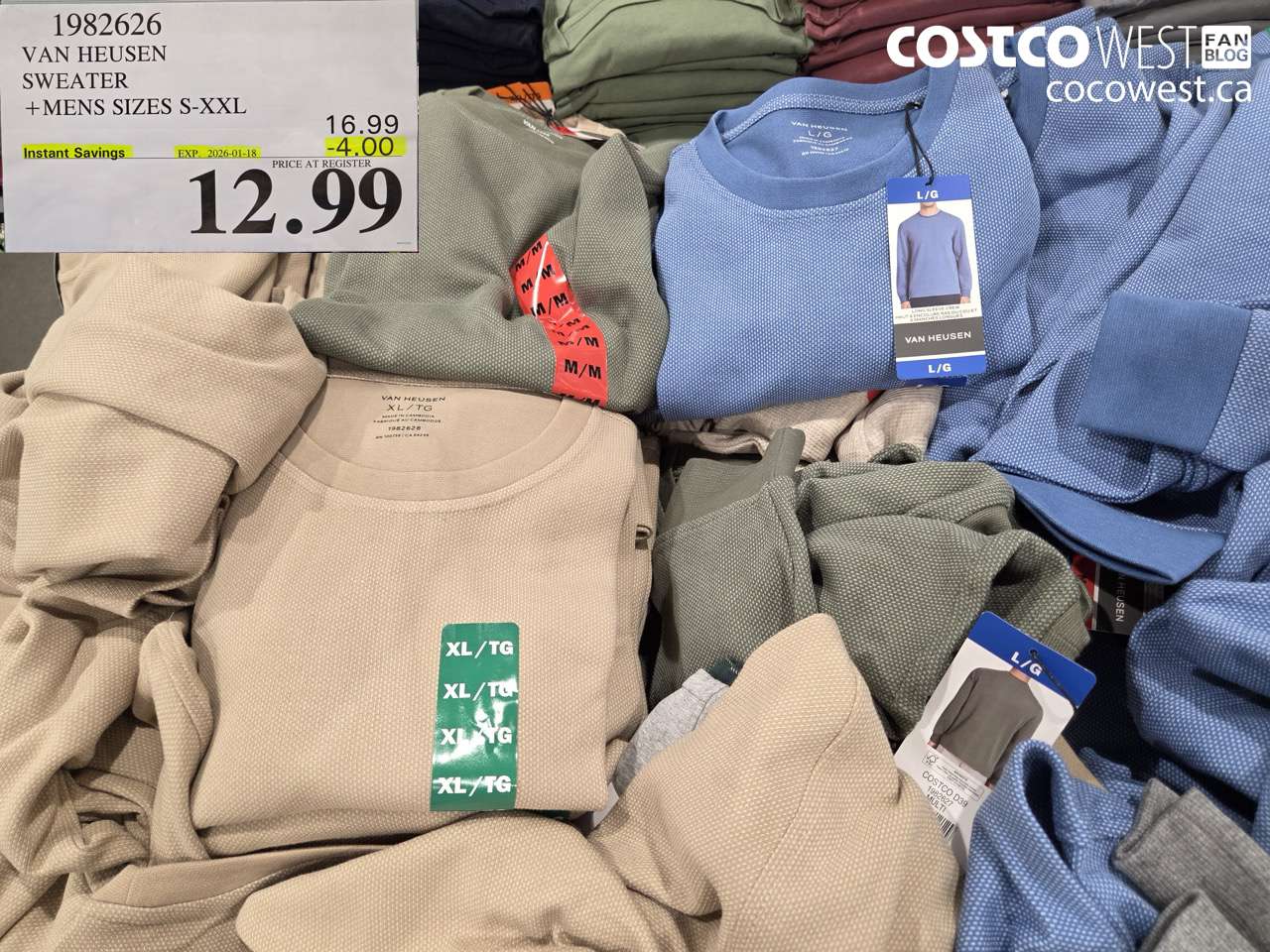 1982626 VAN HEUSEN SWEATER MENS SIZES S-XXL ($4.00 INSTANT SAVINGS EXPIRES ON 2026-01-18) $12.99