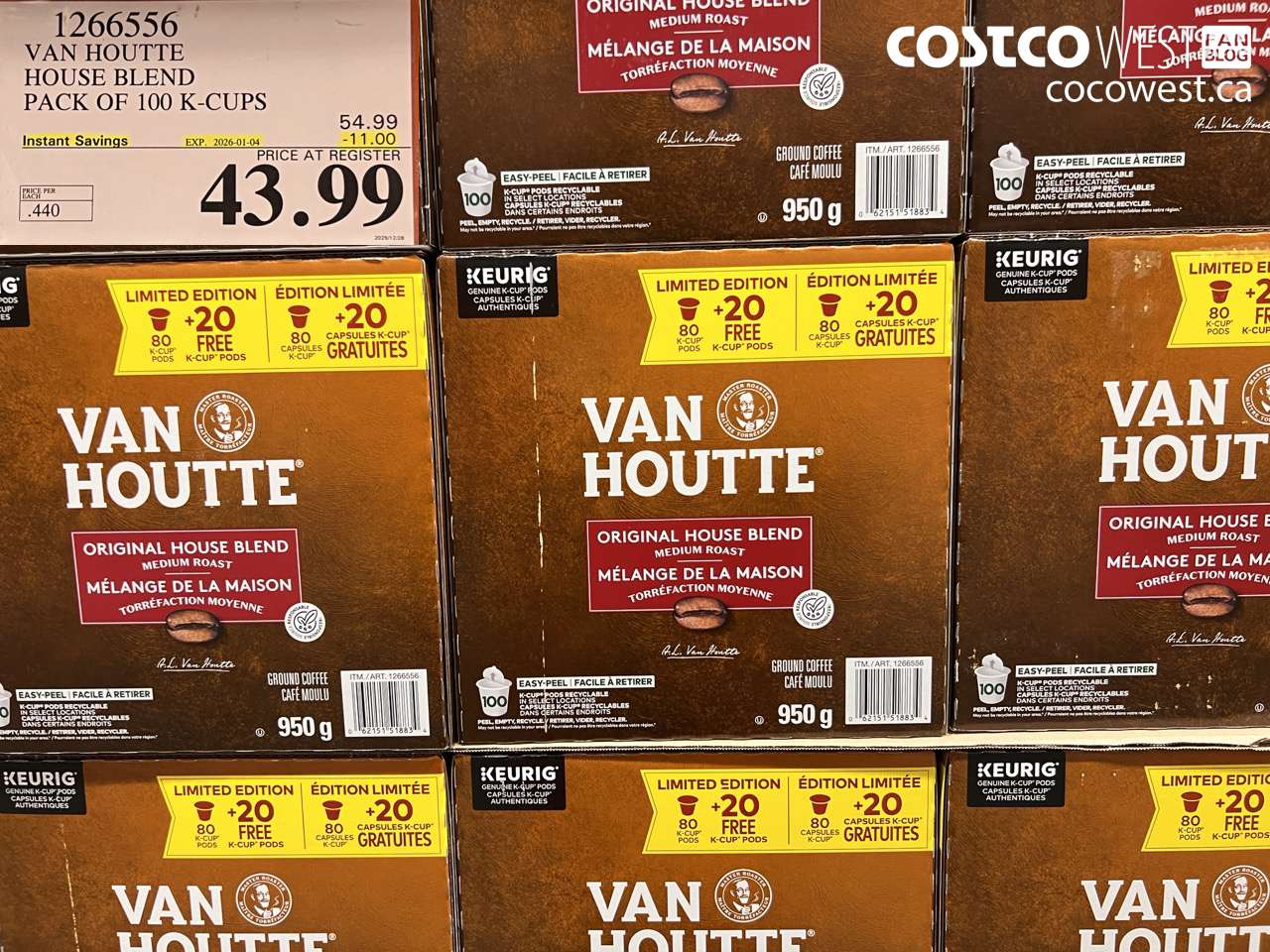 1266556 VAN HOUTTE HOUSE BLEND PACK OF 100 K-CUPS ($11.00 INSTANT SAVINGS EXPIRES ON 2026-01-04) $43.99