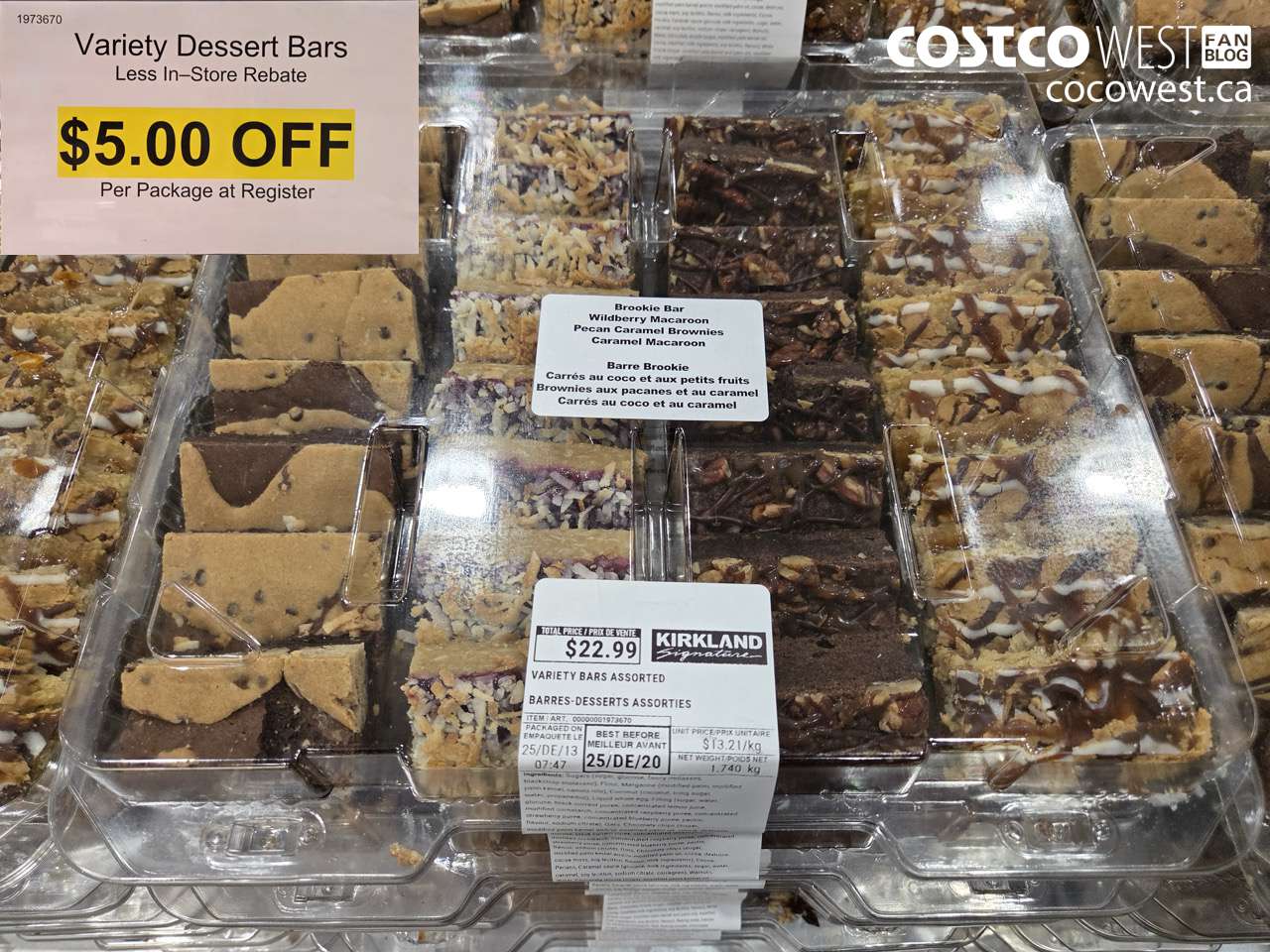 1973670 VARIETY DESSERT BARS 1.740KG ($5.00 INSTANT SAVINGS)