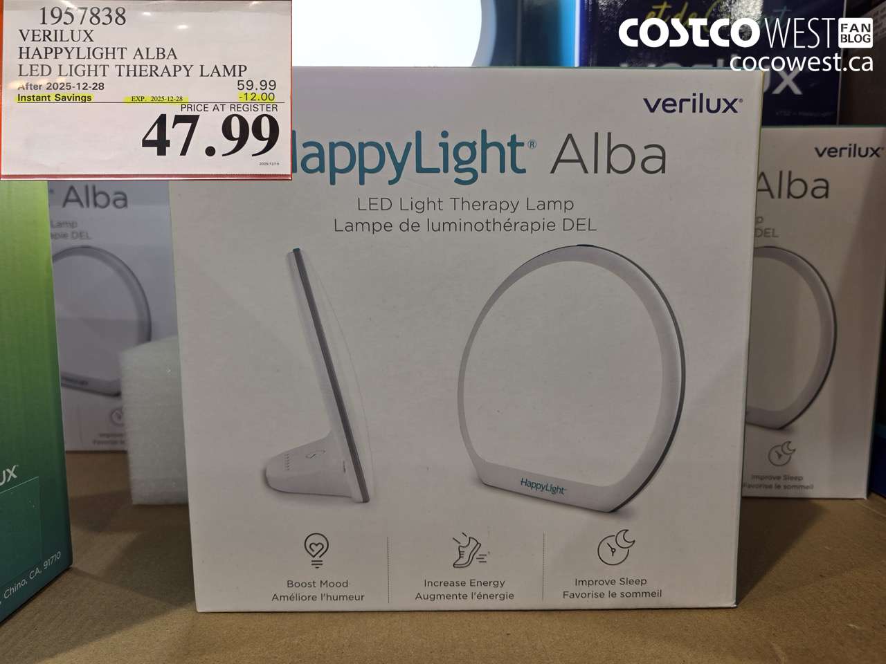 1957838 VERILUX HAPPYLIGHT ALBA LED LIGHT THERAPY LAMP ($12.00 INSTANT SAVINGS EXPIRES ON 2025-12-28) $47.99