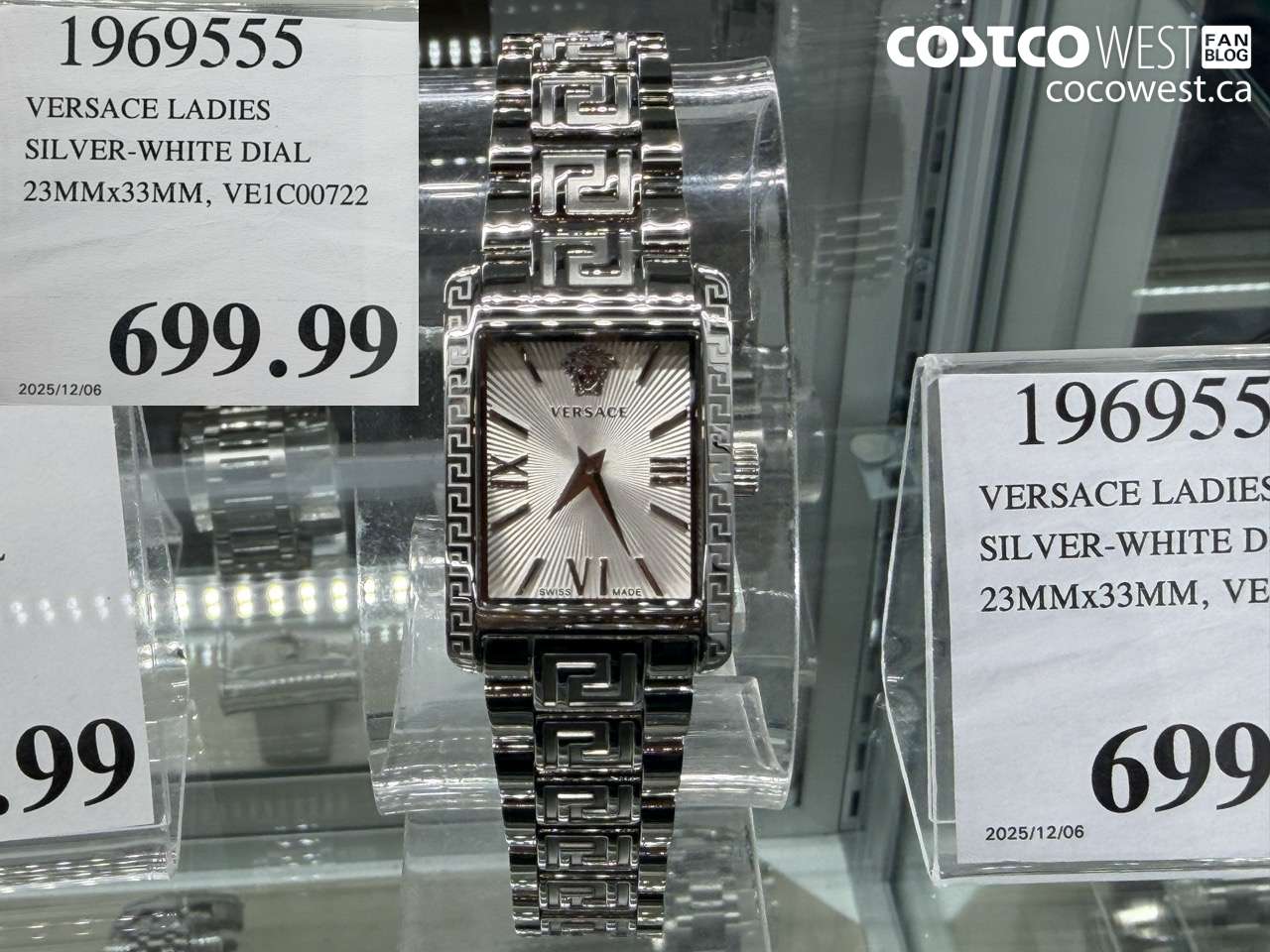 1969555 VERSACE LADIE6S SILVER-WHITE DIAL 23MM X 33MM VE1C00722 $699.99