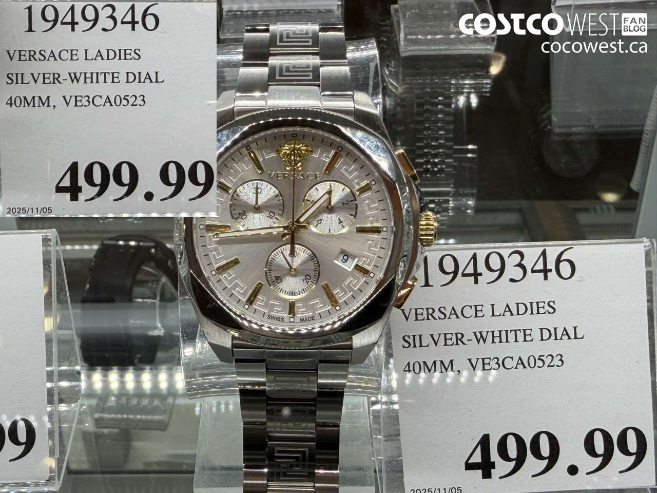 1949346 VERSACE LADIES SILVER-WHITE DIAL 40MM, VE3CA0523 $499.99