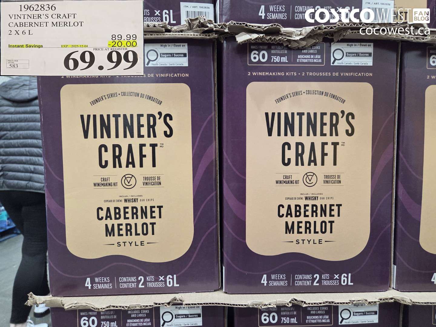 1962836 VINTER'S CRAFT CABERNET MERLOT 2 X 6L ($20.00 INSTANT SAVINGS EXPIRES ON 2025-12-04) $69.99