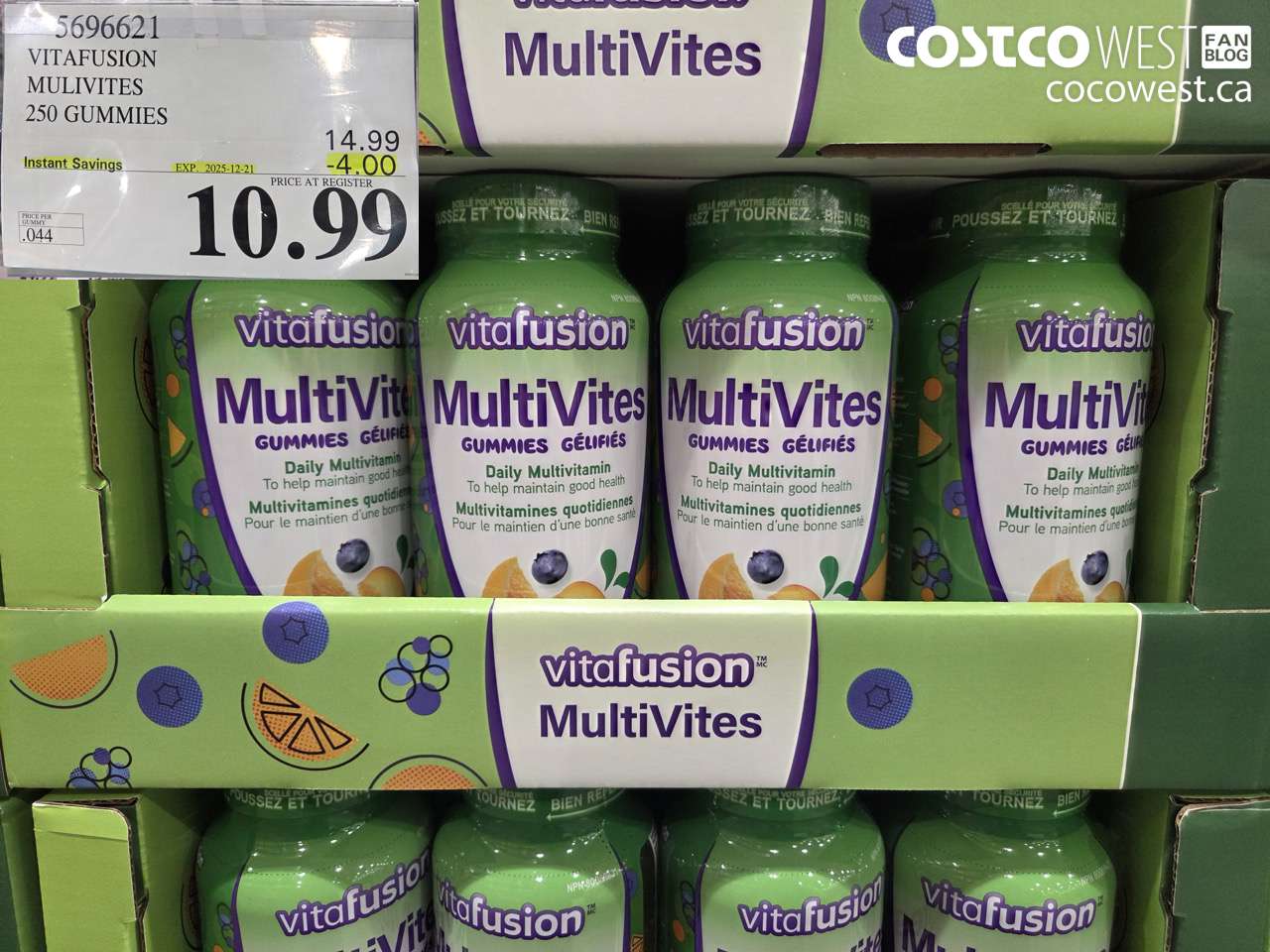 5696621 VITAFUSION ADULT MULTIVITAMIN 250 GUMMY CHEWS ($4.00 INSTANT SAVINGS EXPIRES ON 2025-12-21) $10.99