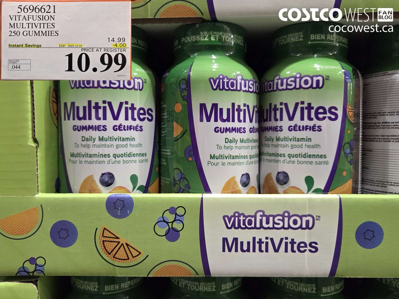 569662 VITAFUSION ADULT MULTIVITAMIN 250 GUMMY CHEWS ($4.00 INSTANT SAVINGS EXPIRES ON 2025-12-21) $10.99