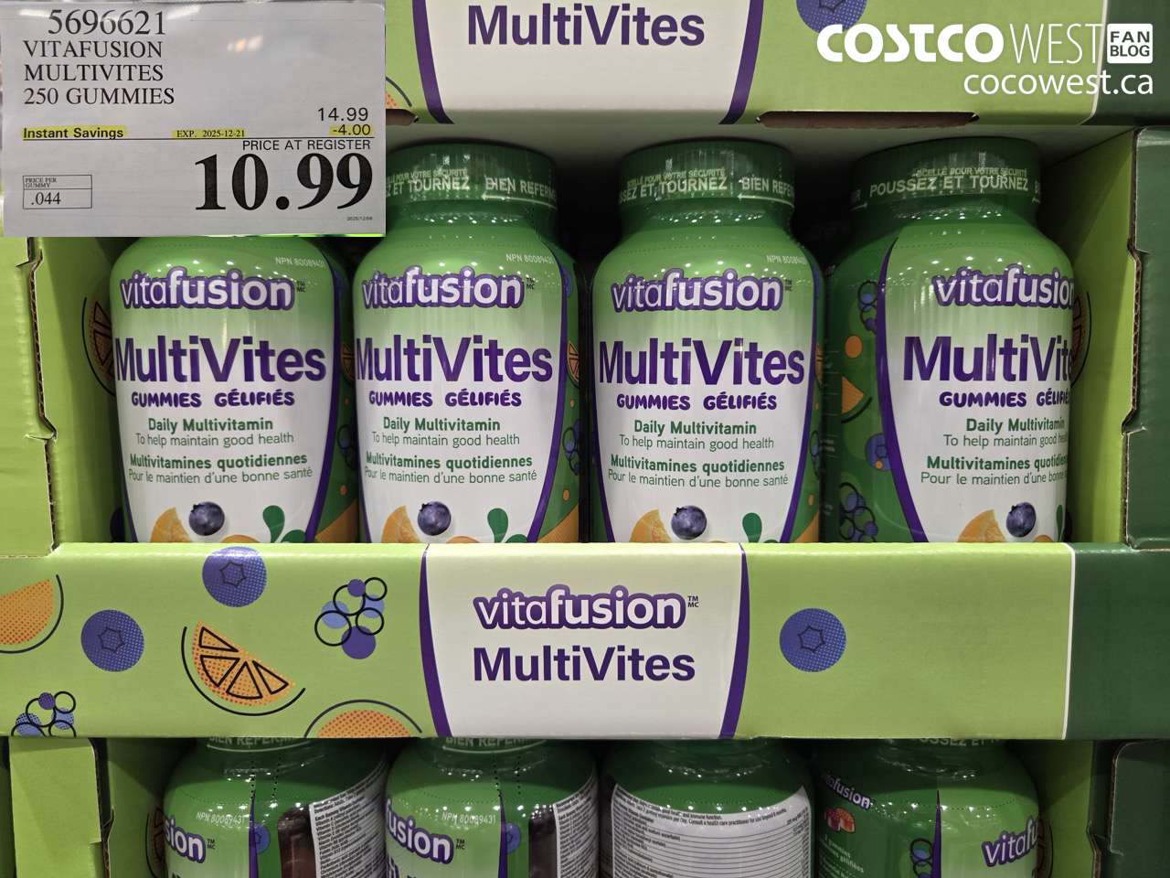 5696621 VITAFUSION ADULT MULTIVITAMIN 250 GUMMY CHEWS ($4.00 INSTANT SAVINGS EXPIRES ON 2025-12-21) $10.99