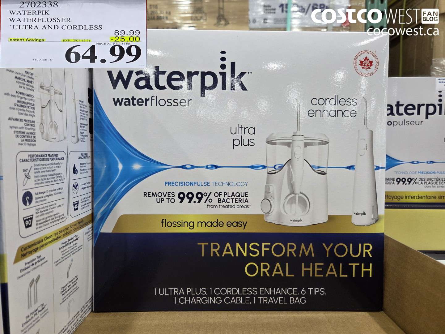 2702338 WATERPIK WATERFLOSSER ULTRA AND CORDLESS ($25.00 INSTANT SAVINGS EXPIRES ON 2025-12-21) $64.99