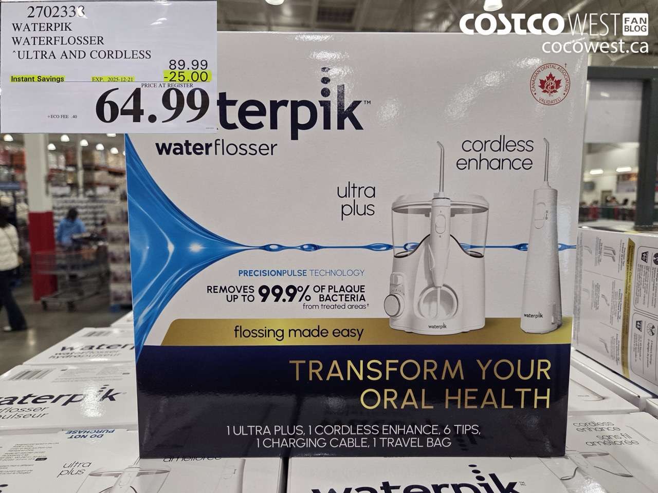 2702338 WATERPIK WATERFLOSSER ULTRA AND CORDLESS ($25.00 INSTANT SAVINGS EXPIRES ON 2025-12-21) $64.99