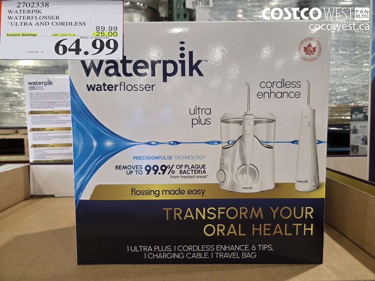 2702338 WATERPIK WATERFLOSSER ULTRA AND CORDLESS ($25.00 INSTANT SAVINGS EXPIRES ON 2025-12-21) $64.99