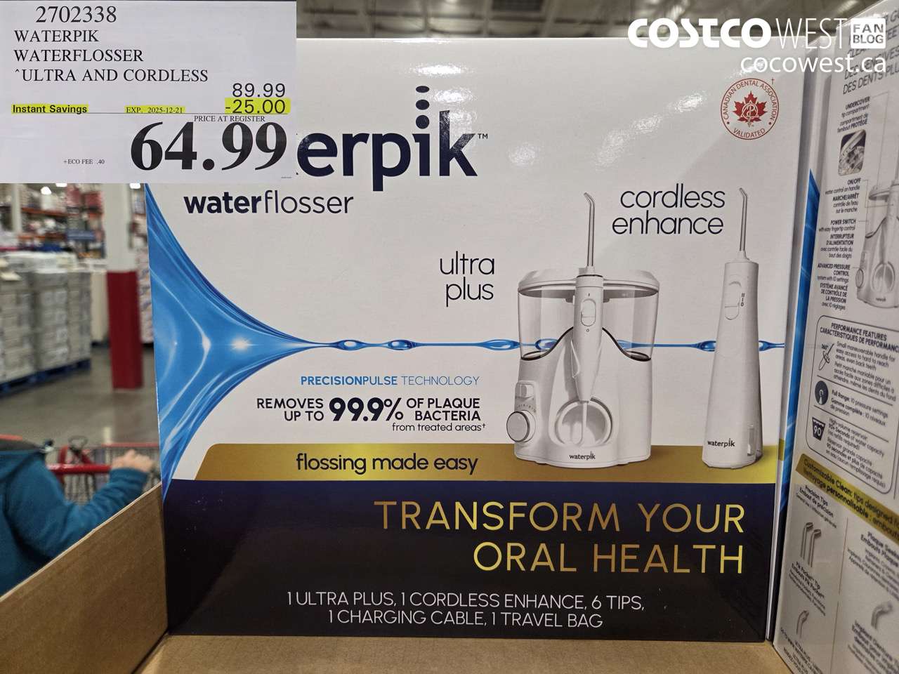 2702338 WATERPIK WATERFLOSSER ULTRA AND CORDLESS ($25.00 INSTANT SAVINGS EXPIRES ON 2025-12-21) $64.99