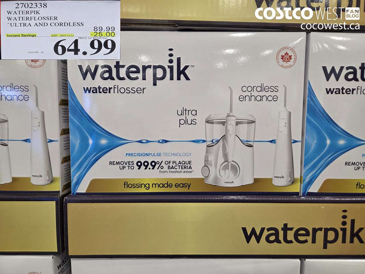 2702338 WATERPIK WATERFLOSSER ULTRA AND CORDLESS ($25.00 INSTANT SAVINGS EXPIRES ON 2025-12-21) $64.99