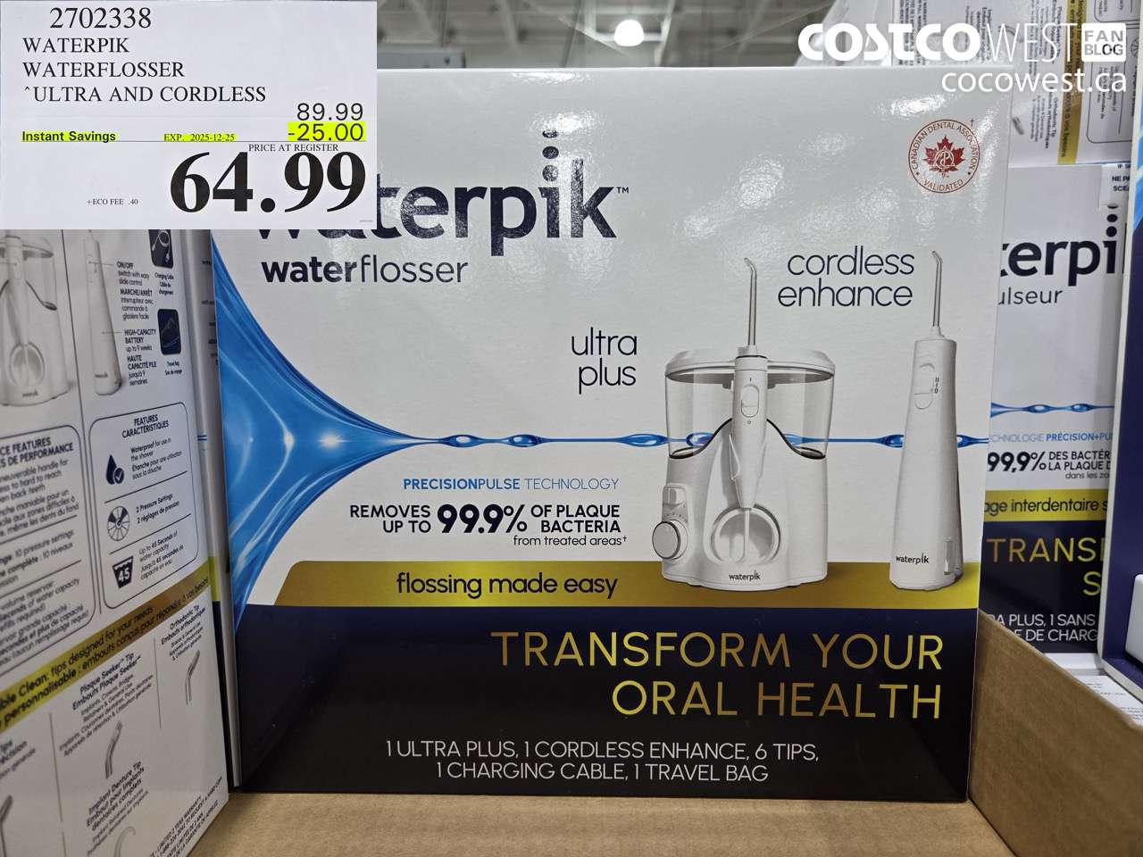2702338 WATERPIK WATERFLOSSER ULTRA AND CORDLESS ($25.00 INSTANT SAVINGS EXPIRES ON 2025-12-25) $64.99