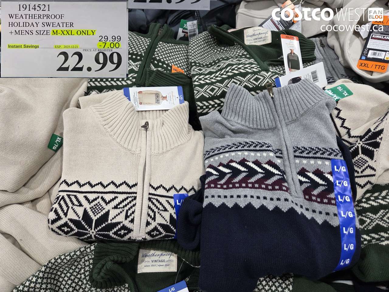 1914521 WEATHERPROOF HOLIDAY SWEATER MENS SIZE M-XXL ONLY ($7.00 INSTANT SAVINGS EXPIRES ON 2025-12-21) $22.99