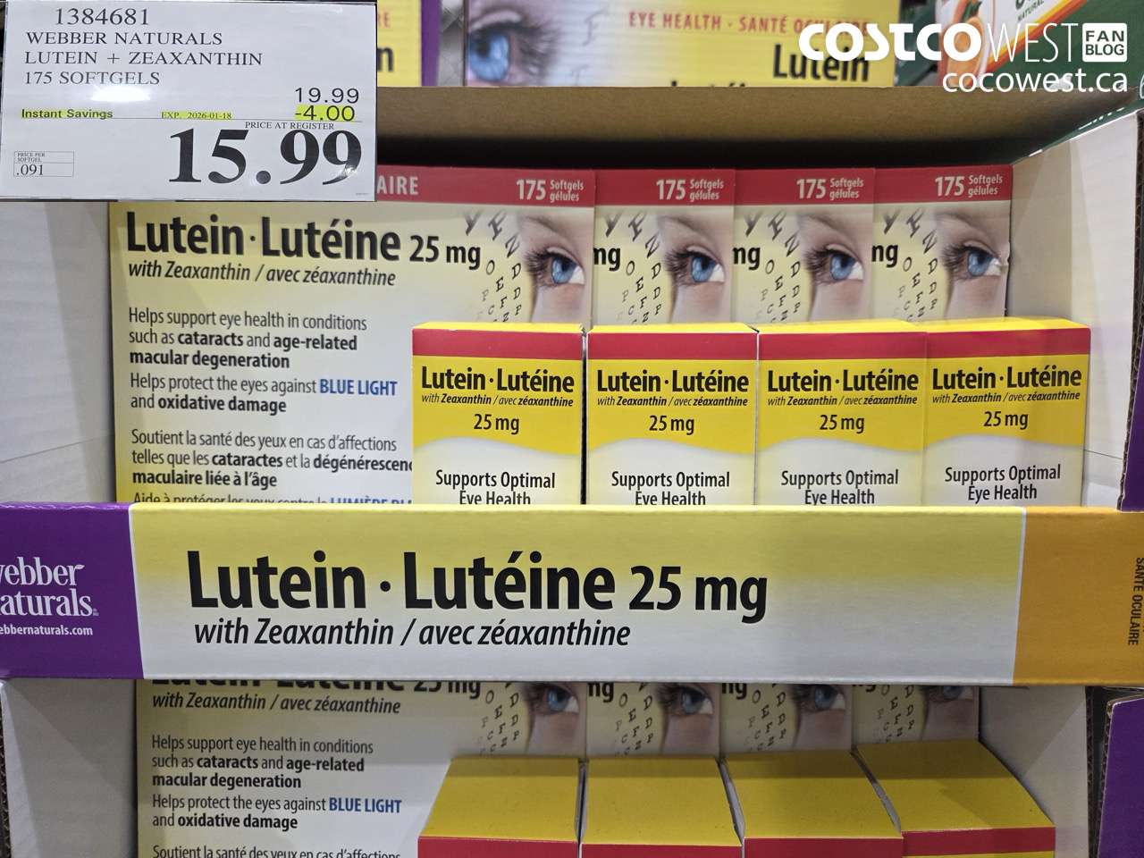 1384681 WEBBER LUTEIN 25 MG 175 SOFTGELS ($4.00 INSTANT SAVINGS EXPIRES ON 2026-01-18) $15.99