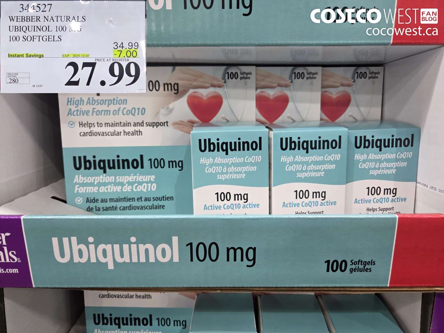 344527 WEBBER NATURALS UBIQUINOL 100 MG 100 SOFTGELS ($7.00 INSTANT SAVINGS EXPIRES ON 2025-12-07) $27.99