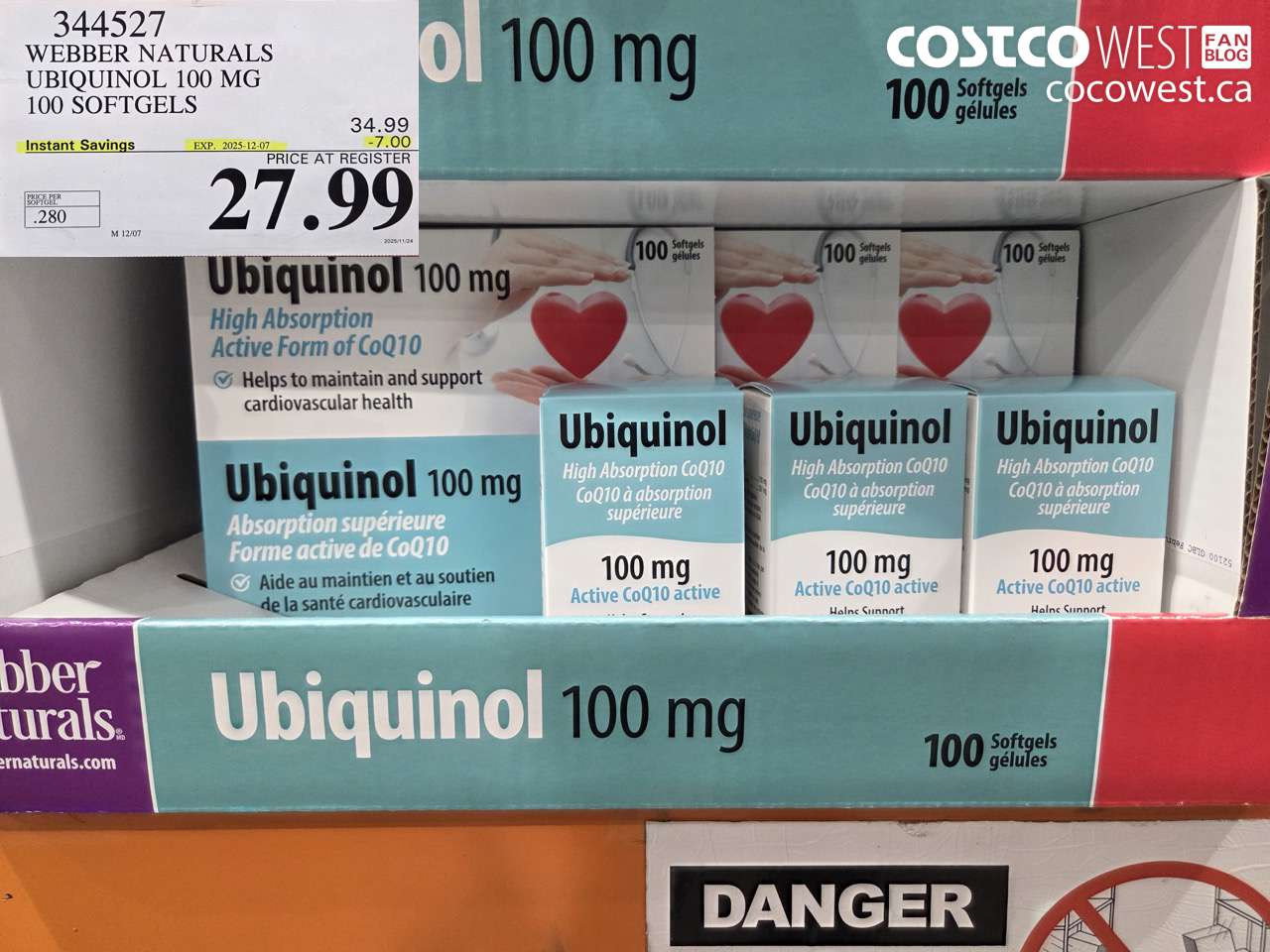 344527 WEBBER NATURALS UBIQUINOL 100 MG 100 SOFTGELS ($7.00 INSTANT SAVINGS EXPIRES ON 2025-12-07) $27.99