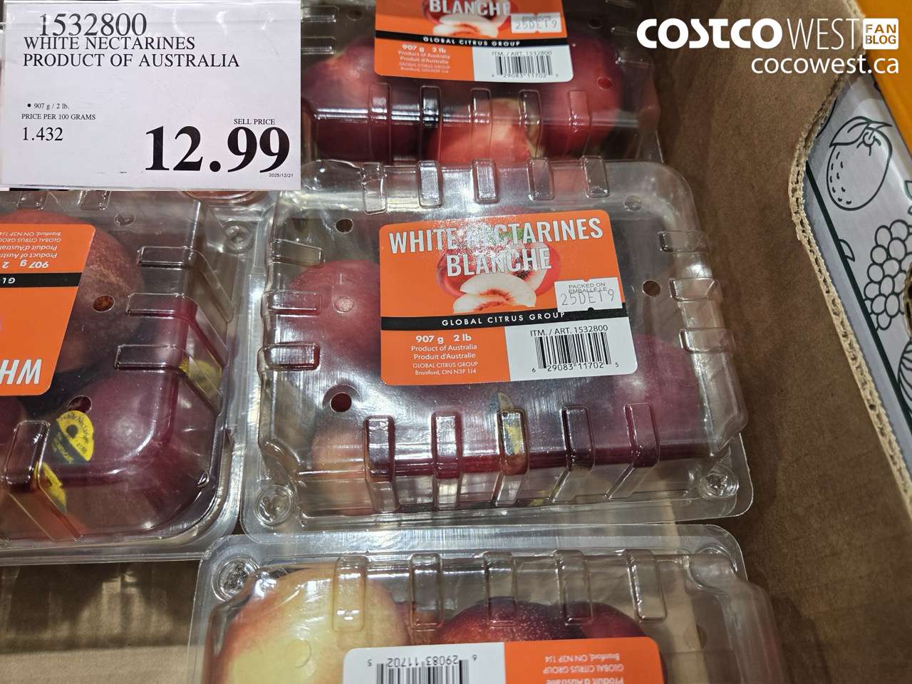 1532800 WHITE NECTARINES PRODUCT OF AUSTRALIA $12.99