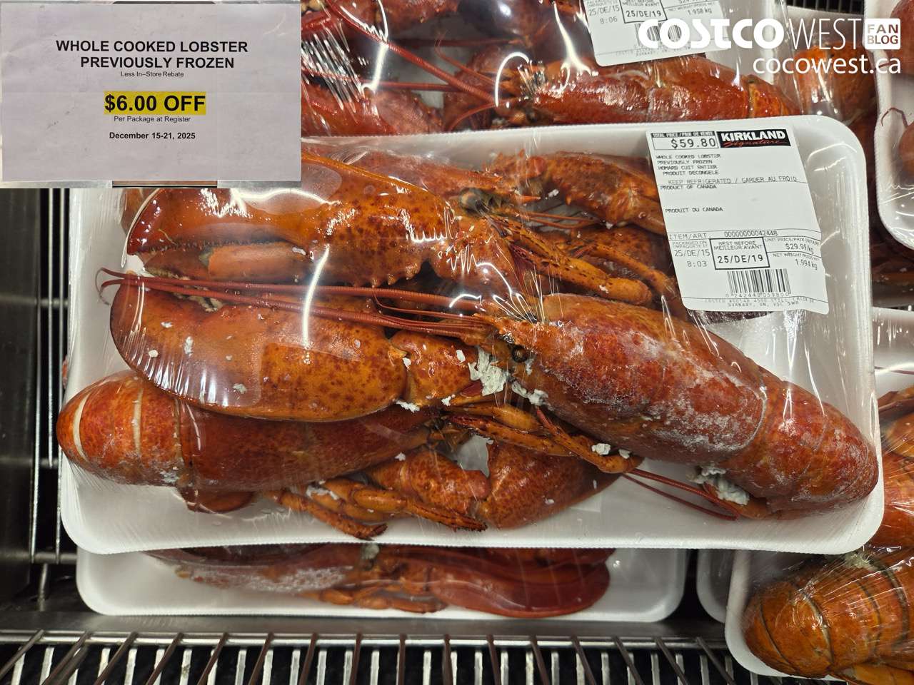 42448 WHOLE COOKED LOBSTER PREVIOUSLY FROZEN ($6.00 INSTANT SAVINGS)