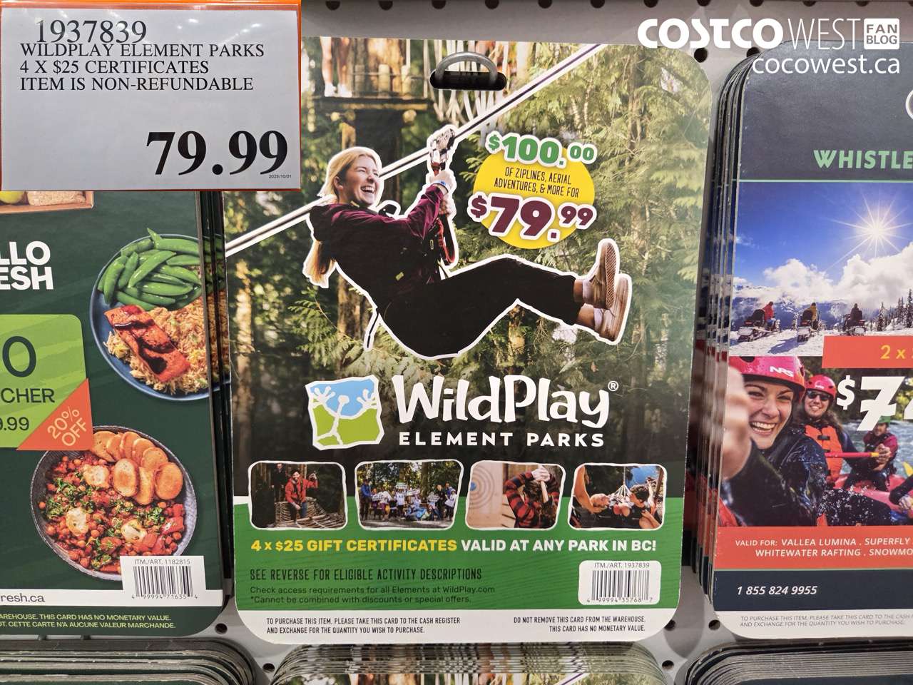 1937839 WILDPLAY ELEMENT PARKS 4 X $25 CERTIFICATES $79.99