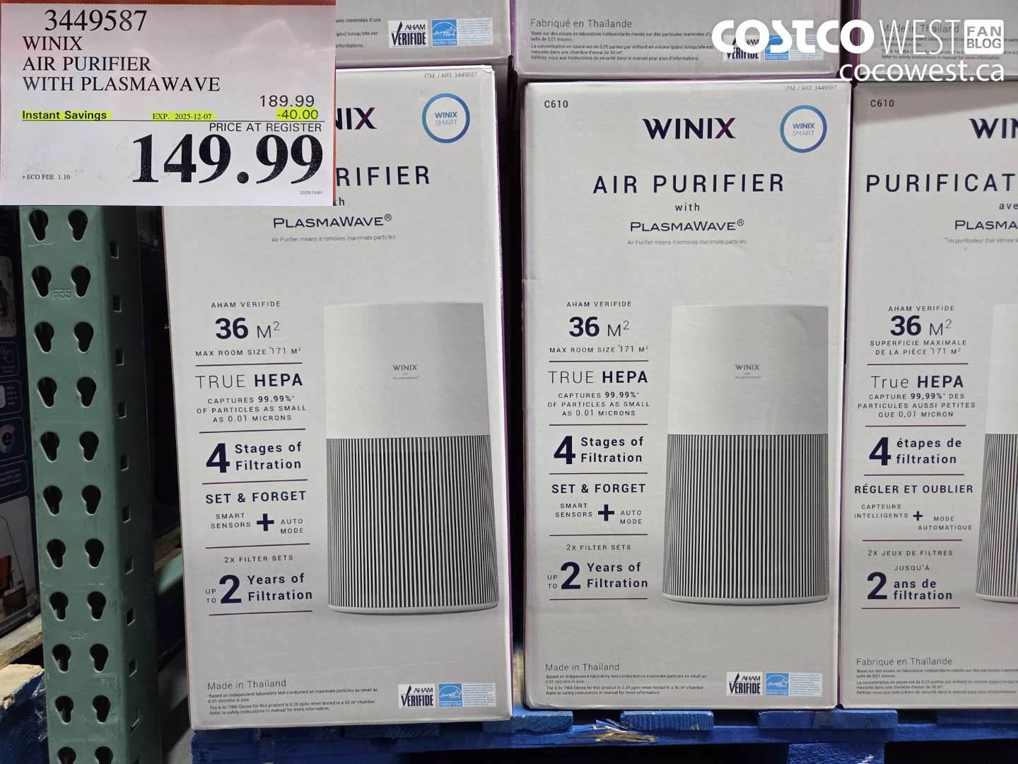 3449587 WINIX AIR PURIFIER WITH PLASMAWAVE ($40.00 INSTANT SAVINGS EXPIRES ON 2025-12-07) $149.99