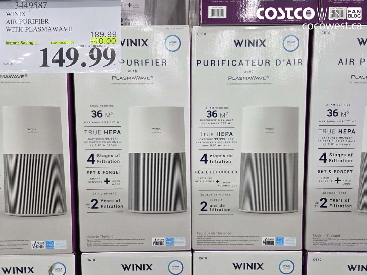 3449587 WINIX AIR PURIFIER WITH PLASMAWAVE ($40.00 INSTANT SAVINGS EXPIRES ON 2026-01-04) $149.99