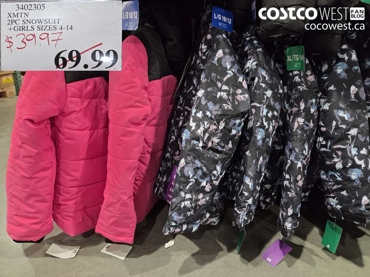 3402305 XMTN 2PC SNOWSUIT GIRLS SIZES 4-14 $39.97