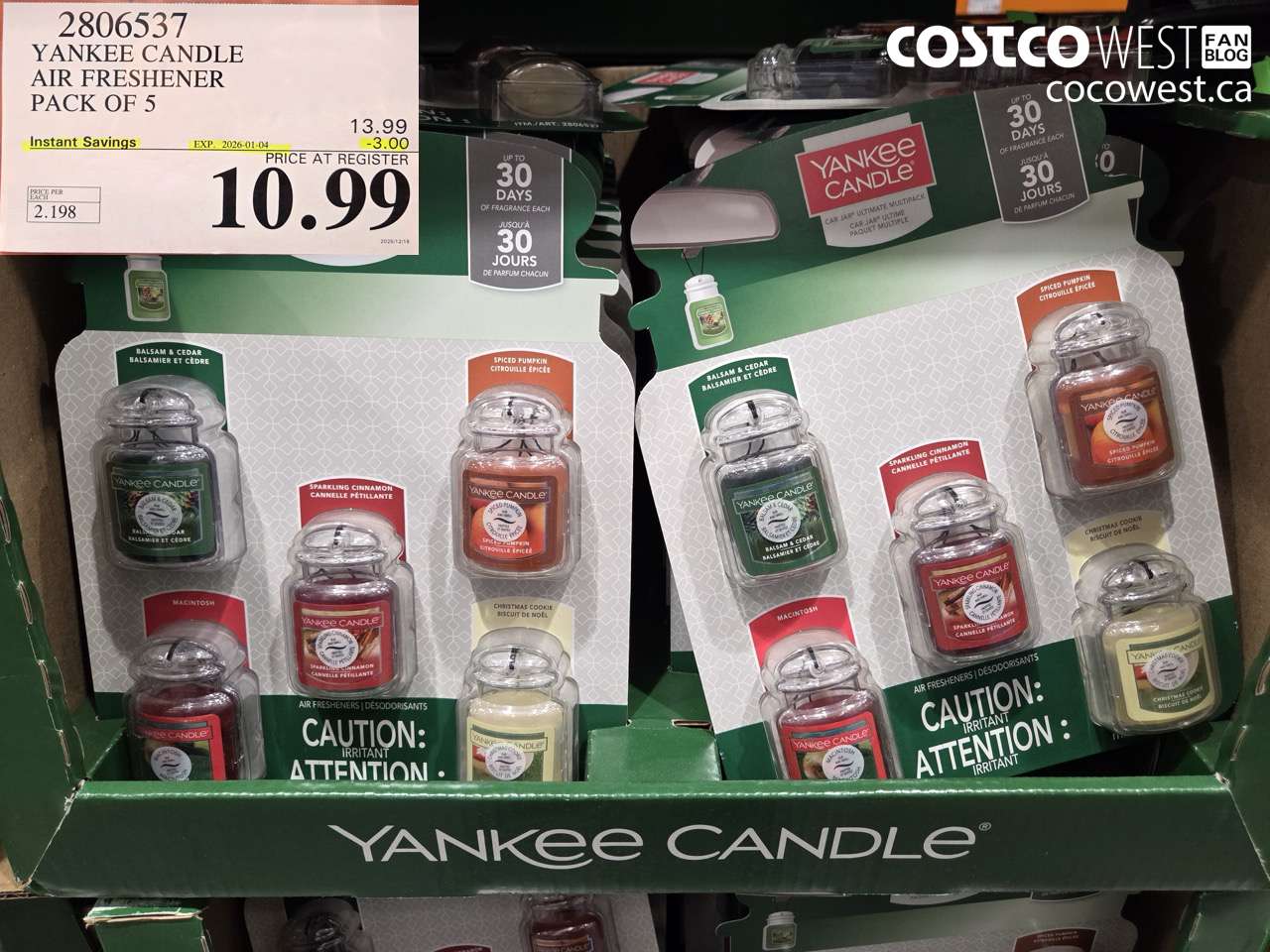 2806537 YANKEE CANDLE AIR FRESHENER PACK OF 5 ($3.00 INSTANT SAVINGS EXPIRES ON 2026-01-04) $10.99