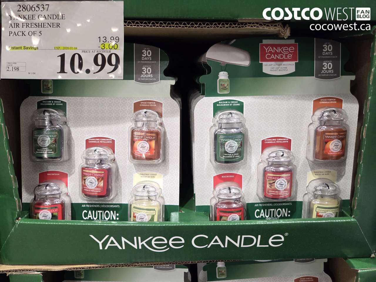 2806537 YANKEE CANDLE AIR FRESHENER PACK OF 5 ($3.00 INSTANT SAVINGS EXPIRES ON 2026-01-04) $10.99