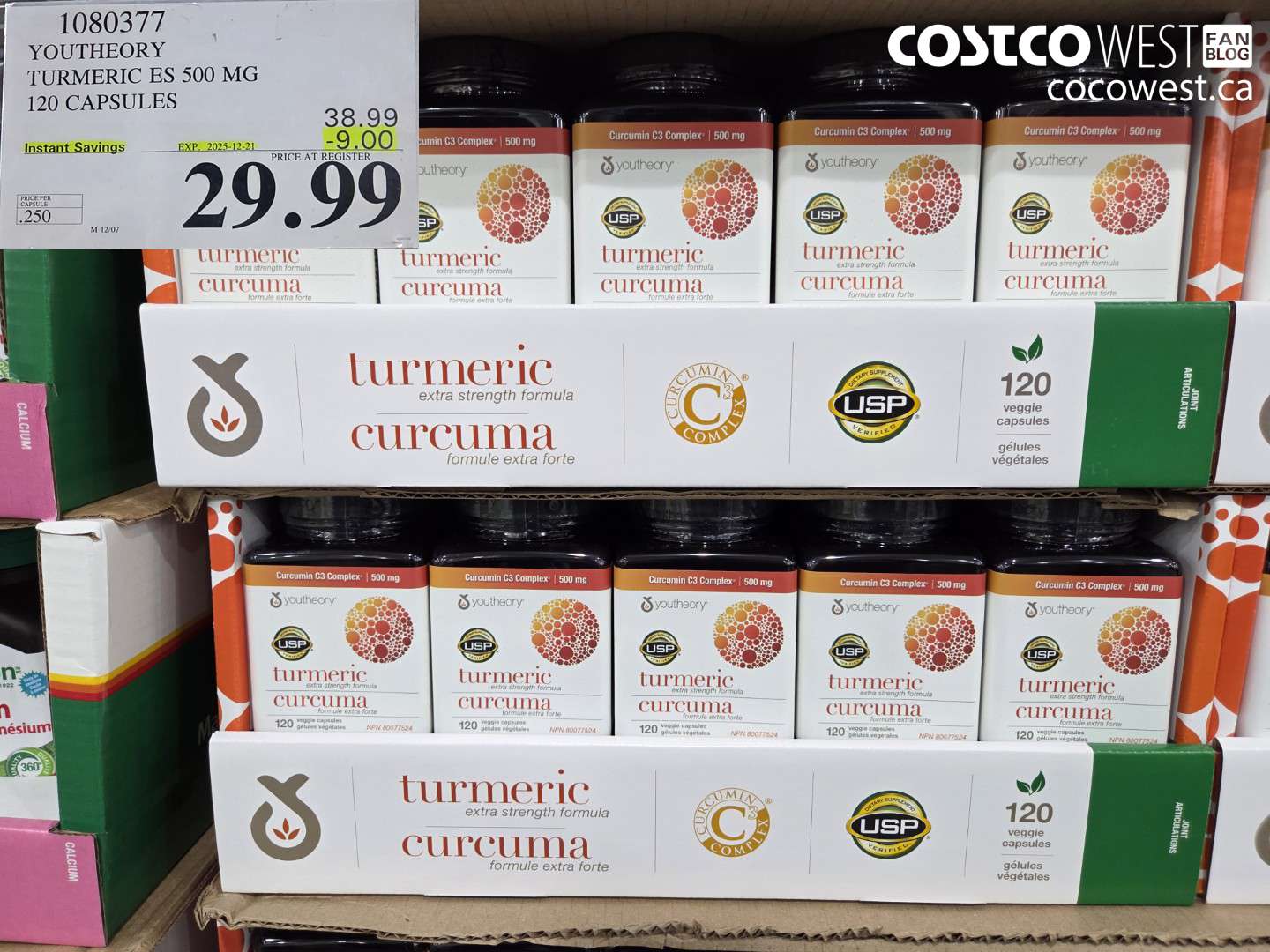 1080377 YOUTHEORY TURMERIC ES 120 VEGGIE CAPSULES ($9.00 INSTANT SAVINGS EXPIRES ON 2025-12-21) $29.99