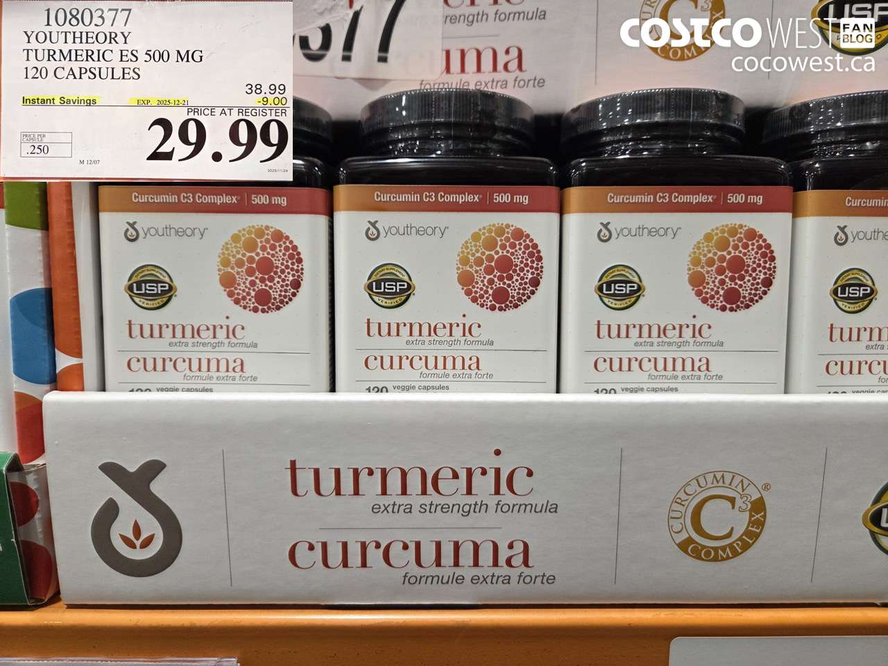 1080377 YOUTHEORY TURMERIC ES 120 VEGGIE CAPSULES ($9.00 INSTANT SAVINGS EXPIRES ON 2025-12-21) $29.99