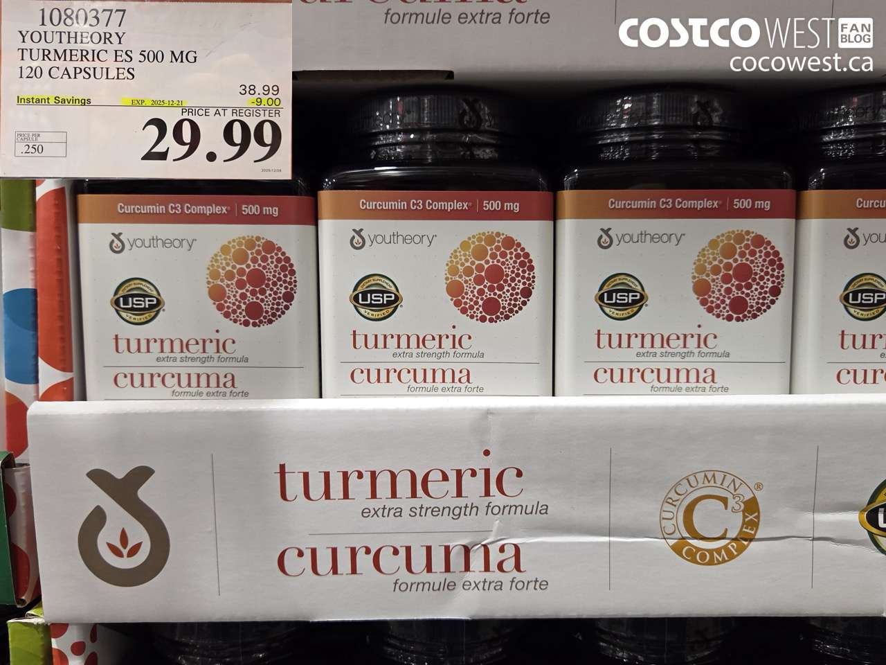 1080377 YOUTHEORY TURMERIC ES 120 VEGGIE CAPSULES ($9.00 INSTANT SAVINGS EXPIRES ON 2025-12-21) $29.99