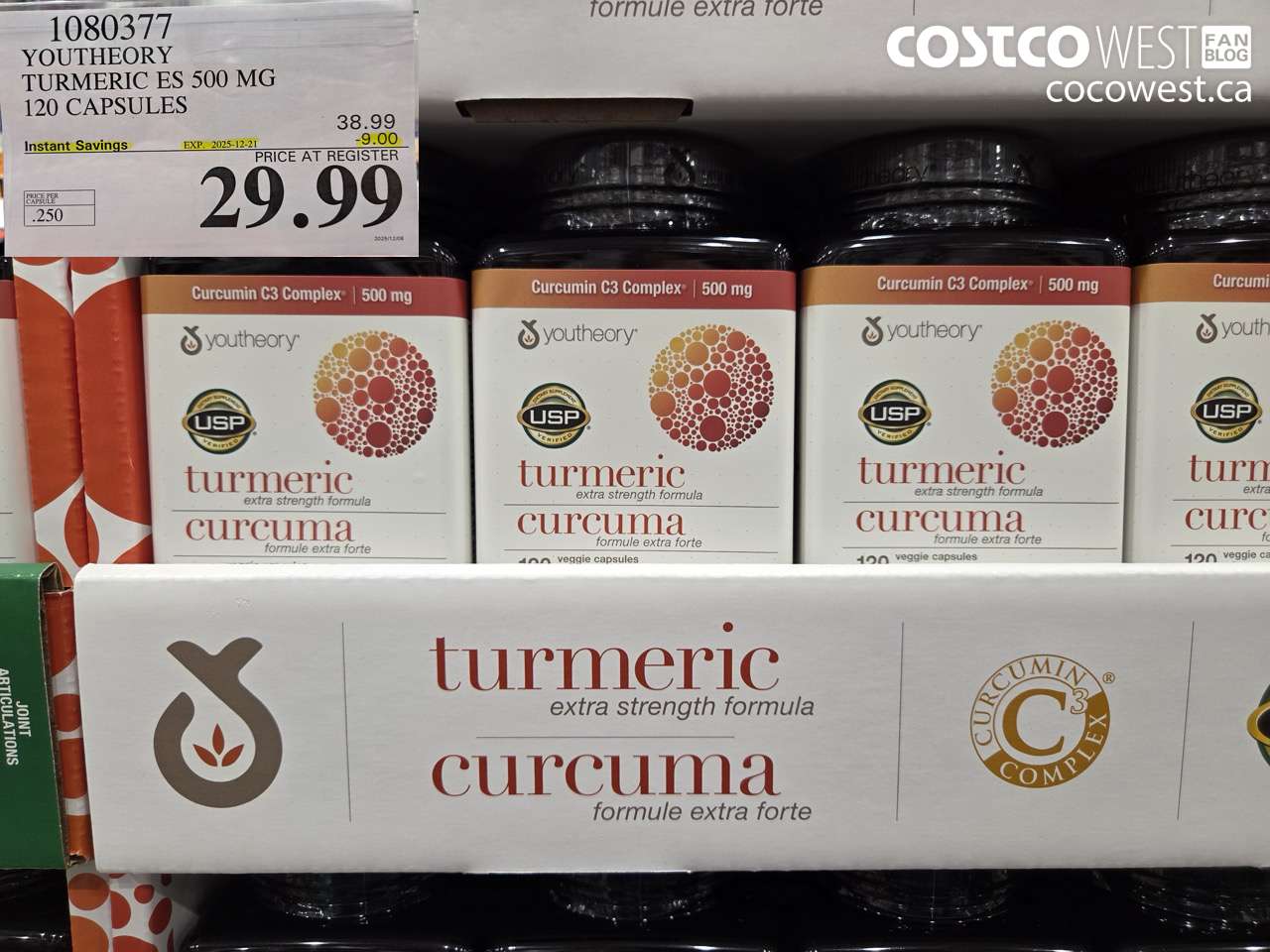 1080377 YOUTHEORY TURMERIC ES 120 VEGGIE CAPSULES ($9.00 INSTANT SAVINGS EXPIRES ON 2025-12-21) $29.99