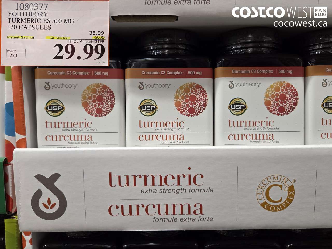 1080377 YOUTHEORY TURMERIC ES 120 VEGGIE CAPSULES ($9.00 INSTANT SAVINGS EXPIRES ON 2025-12-21) $29.99
