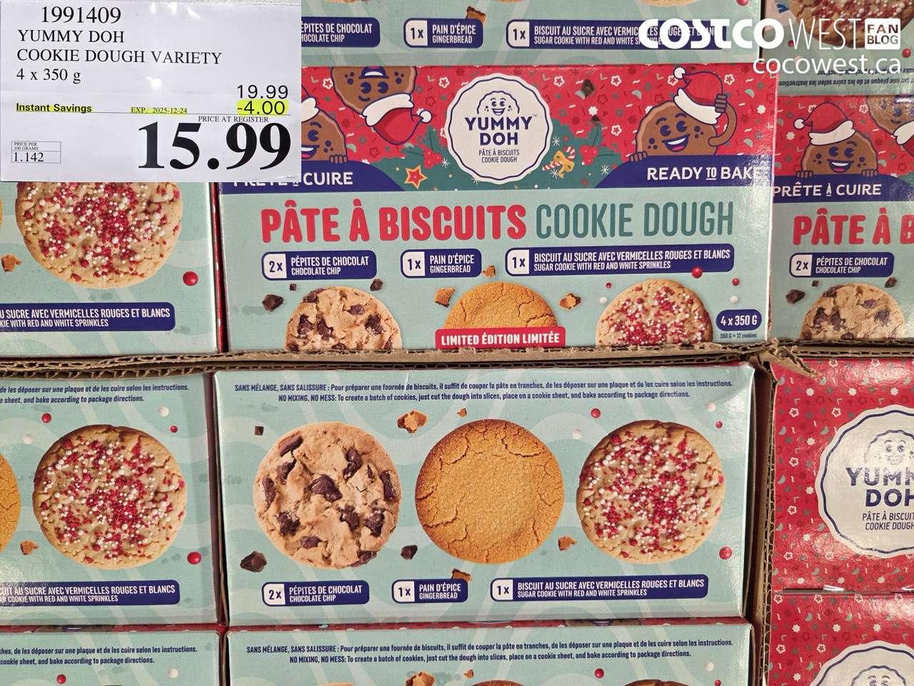 1991409 YUMMY DOH COOKIE DOUGH VARIETY 4 x 350 g ($4.00 INSTANT SAVINGS EXPIRES ON 2025-12-24) $15.99