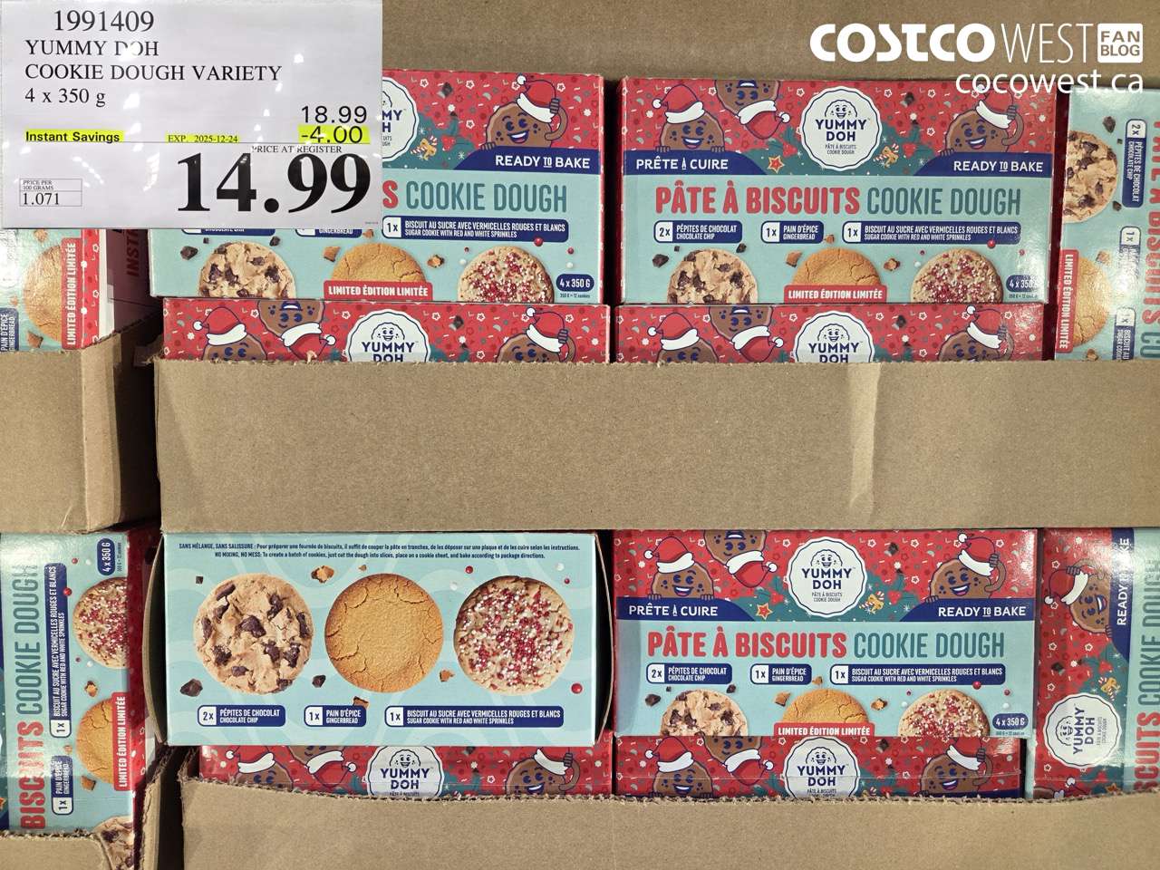 1991409 YUMMY DOH COOKIE DOUGH VARIETY 4 x 350 g ($4.00 INSTANT SAVINGS EXPIRES ON 2025-12-24) $14.99