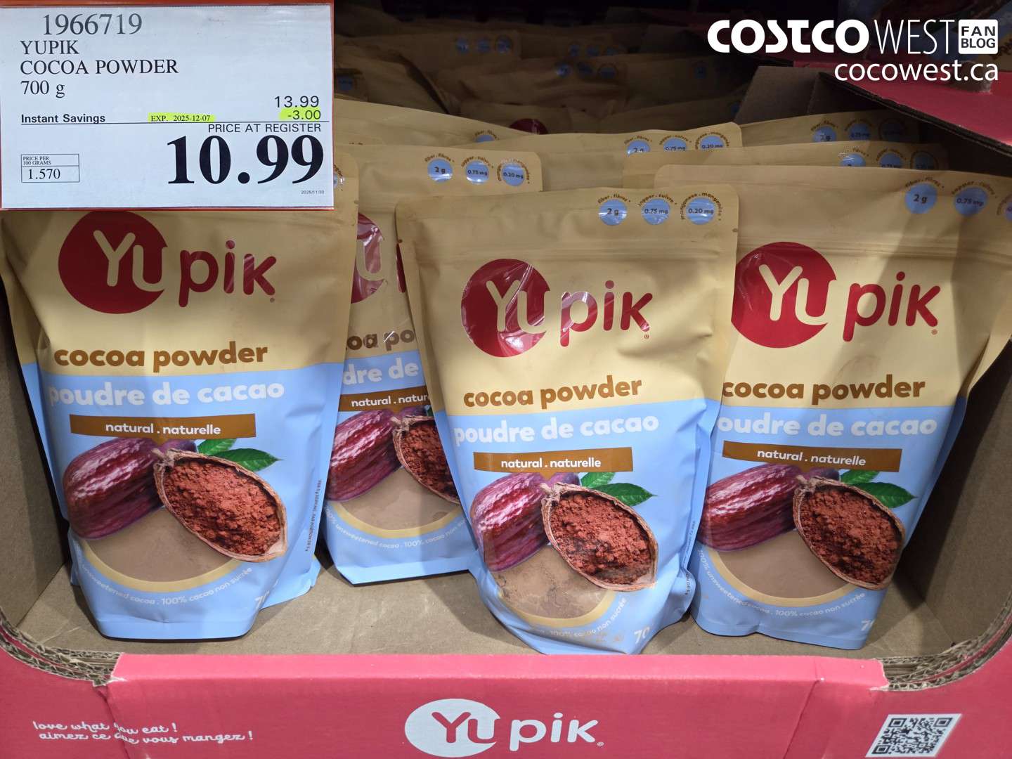 1966719 YUPIK COCOA POWDER 700G ($3.00 INSTANT SAVINGS EXPIRES ON 2025-12-07) $10.99