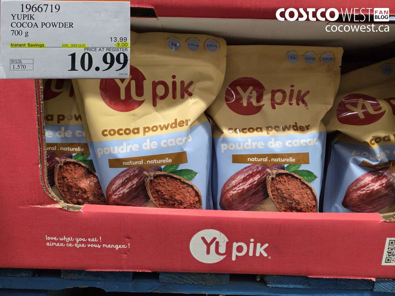 1966719 YUPIK COCOA POWDER 700G ($3.00 INSTANT SAVINGS EXPIRES ON 2025-12-07) $10.99