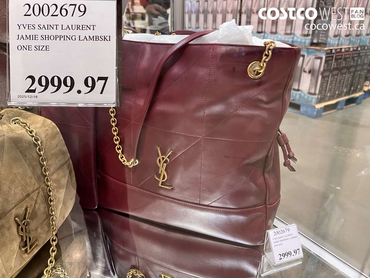 2002679 YVES SAINT LAURENT JAMIE SHOPPING LAMBSKI ONE SIZE $2999.97