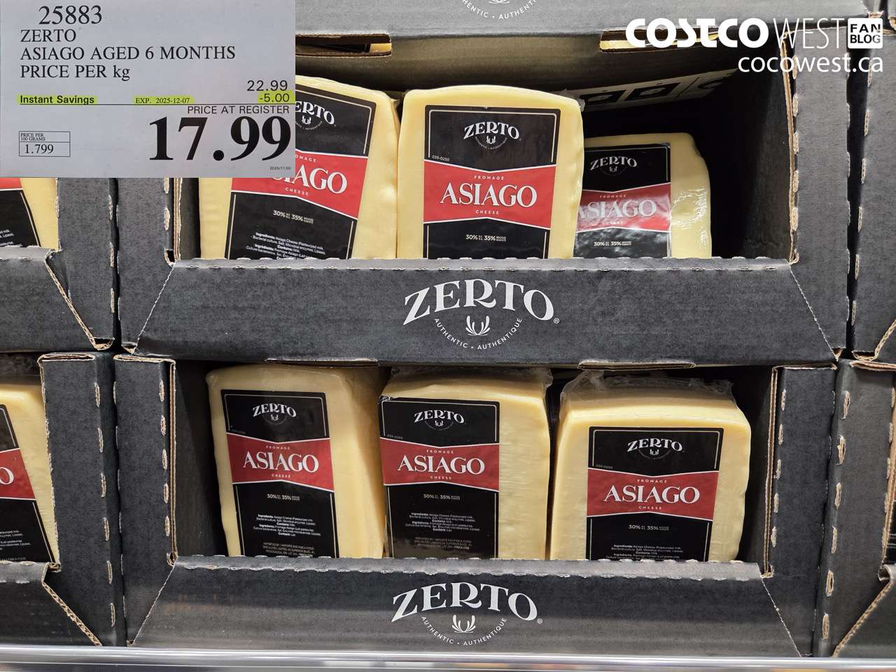 25883 ZERTO ASIAGO AGED 6 MONTHS ($5.00 INSTANT SAVINGS EXPIRES ON 2025-12-07) $17.99