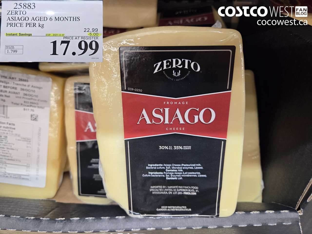 25883 ZERTO ASIAGO AGED 6 MONTHS ($5.00 INSTANT SAVINGS EXPIRES ON 2025-12-10) $17.99