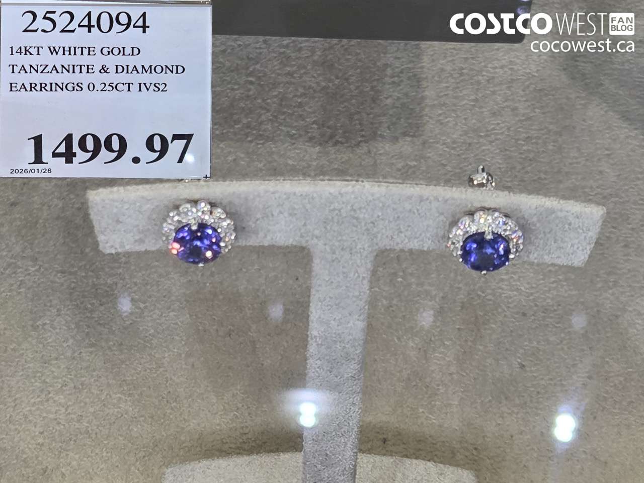 2524094 14KT WHITE GOLD TANZANITE & DIAMOND EARRINGS 0.25CTW IVS2 $1499.97