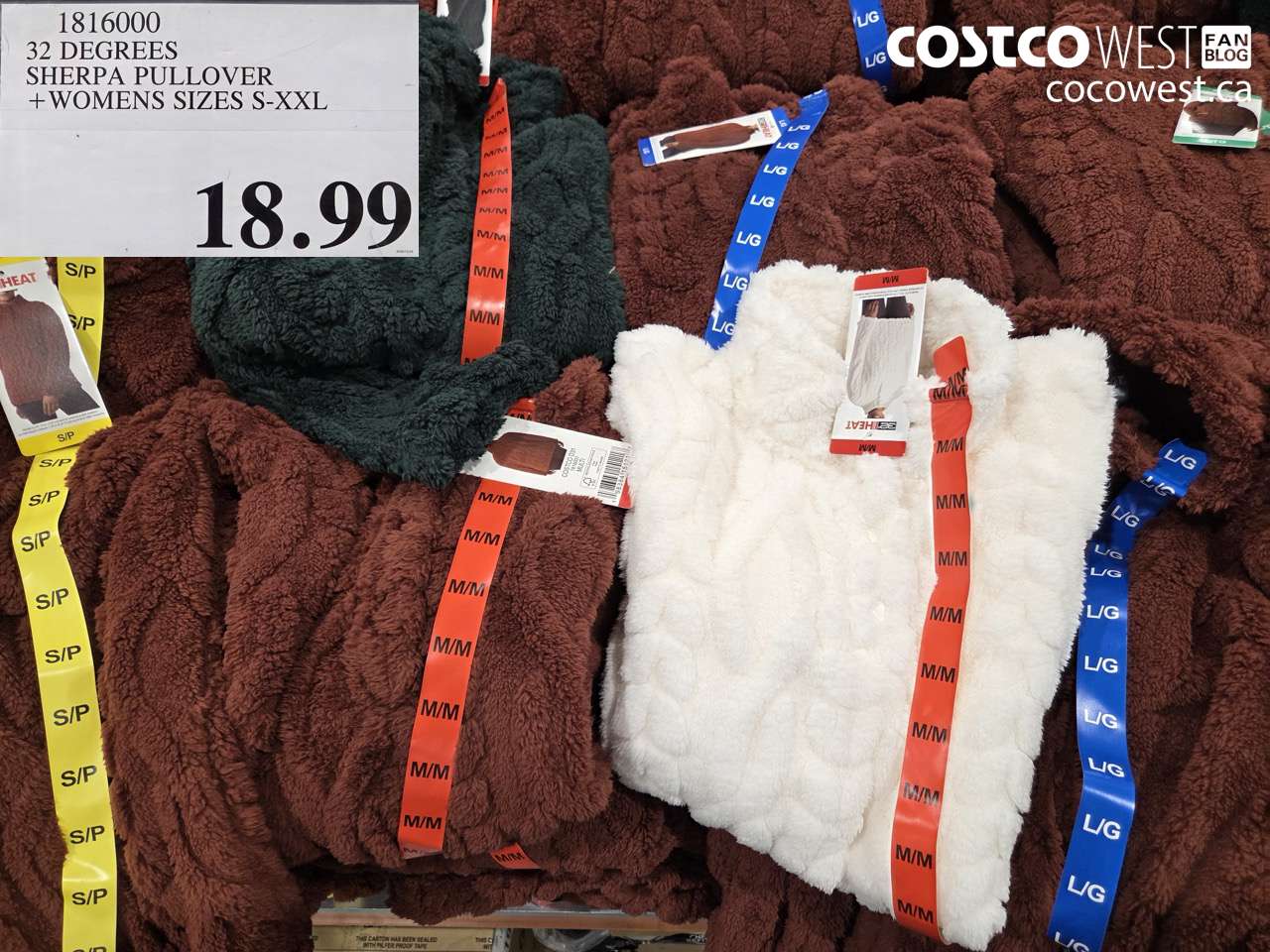 1816000 32 DEGEES SHERPA PULLOVER LADIES SIZES S-XXL $18.99