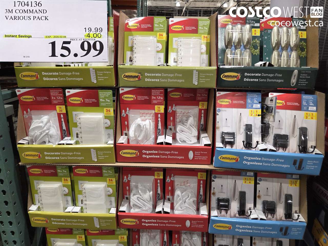 1704136 3M COMMAND VARIOUS PACK ($4.00 INSTANT SAVINGS EXPIRES ON 2026-02-08) $15.99