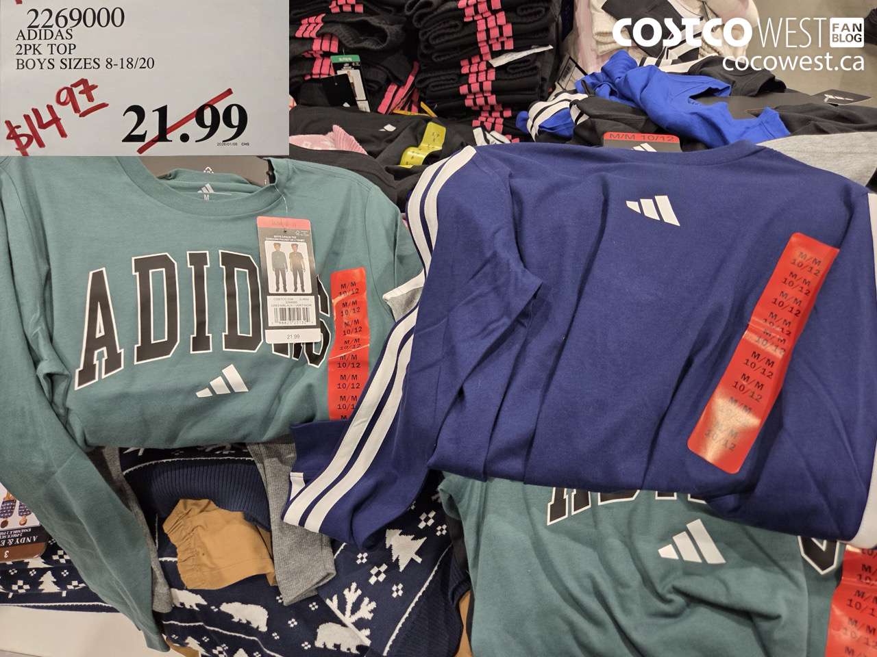 2269000 ADIDAS 2PK TOP BOYS SIZES 8-18/20 $14.97