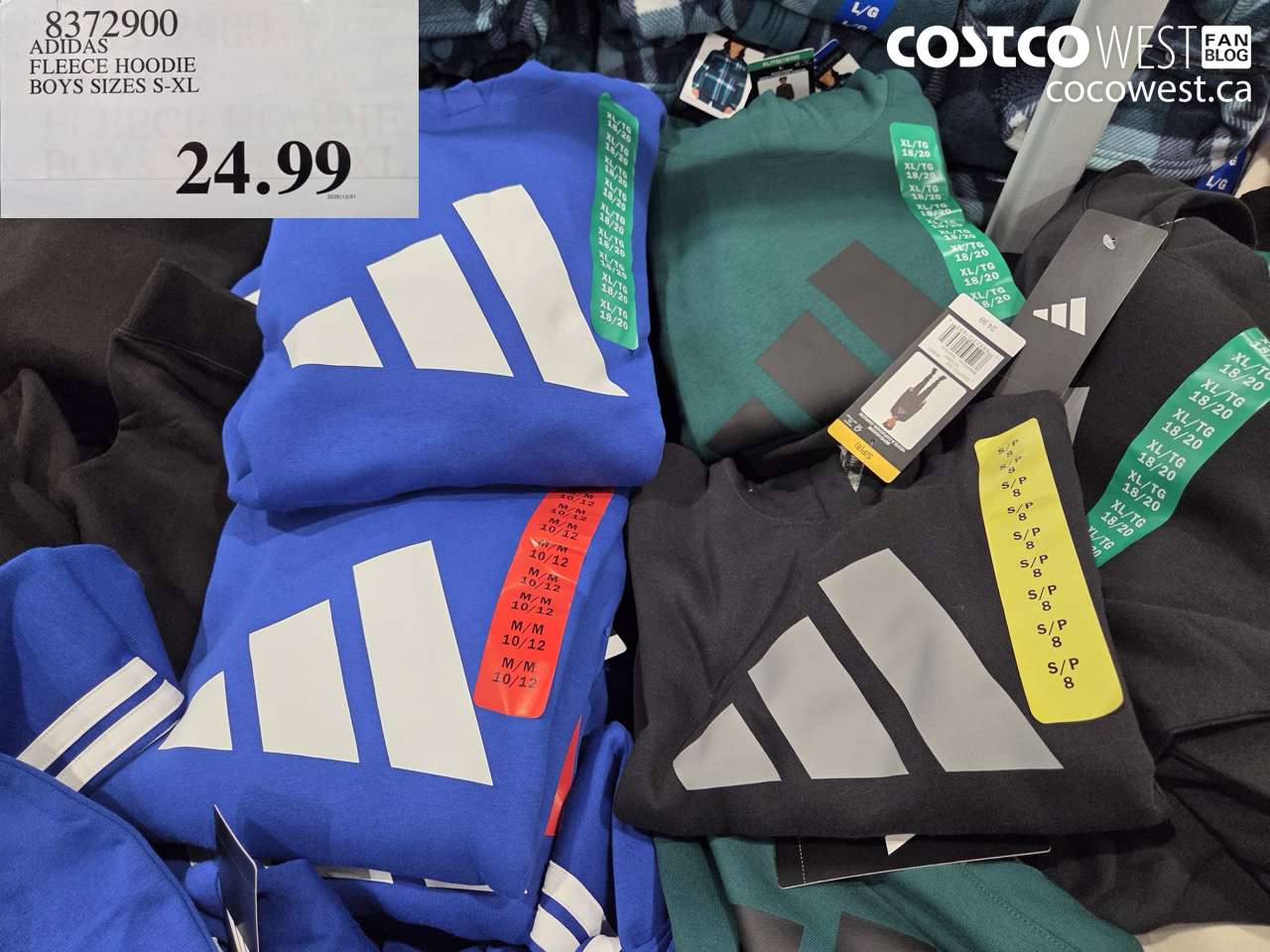 8372900 ADIDAS FLEECE HOODIE BOYS SIZES S-XL $24.99