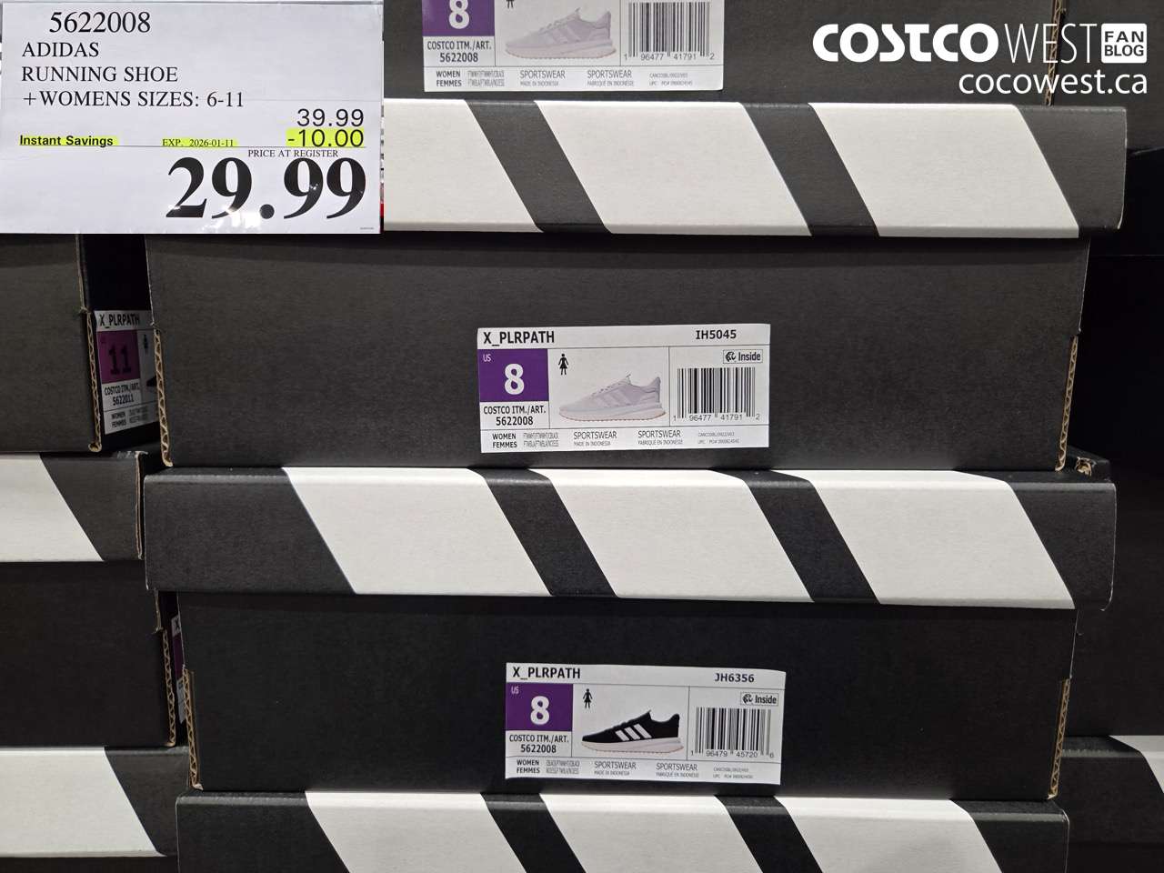 5622008 ADIDAS RUNNING SHOE WOMENS SIZES 6-11 ($10.00 INSTANT SAVINGS EXPIRES ON 2026-01-11) $29.99